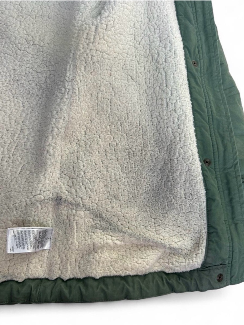 Gap Women’s Olive Green Parka w/ Faux Fur Hood. Body & Hood Sherpa Lined. Sz. S - Picture 7 of 8